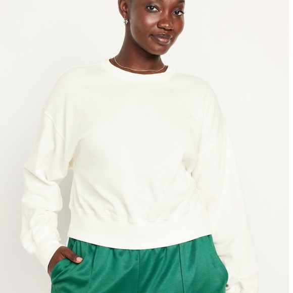 NWT OLD NAVY Drop-Shoulder Cropped Sweatshirt Color: Sea Salt  SIZE X-LARGE - Picture 5 of 9